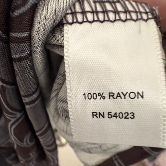 Banana Republic Petite Amy Print Dress Gray Long Sleeve V-Neck Ruched Waist L - Picture 3 of 6